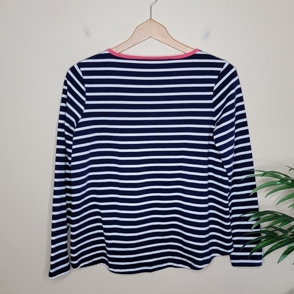 Anthropologie Lili's Closet | Navy & White Striped Top with Pink Trim - Picture 5 of 5